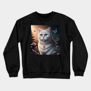 White British Shorthair With Butterflies Crewneck Sweatshirt